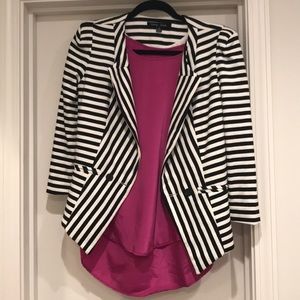 Black and white stripe blazer jacket